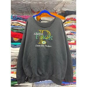 Vintage Green Bay Packers Americas Pack Embroidered Sweatshirt Black XL Crop